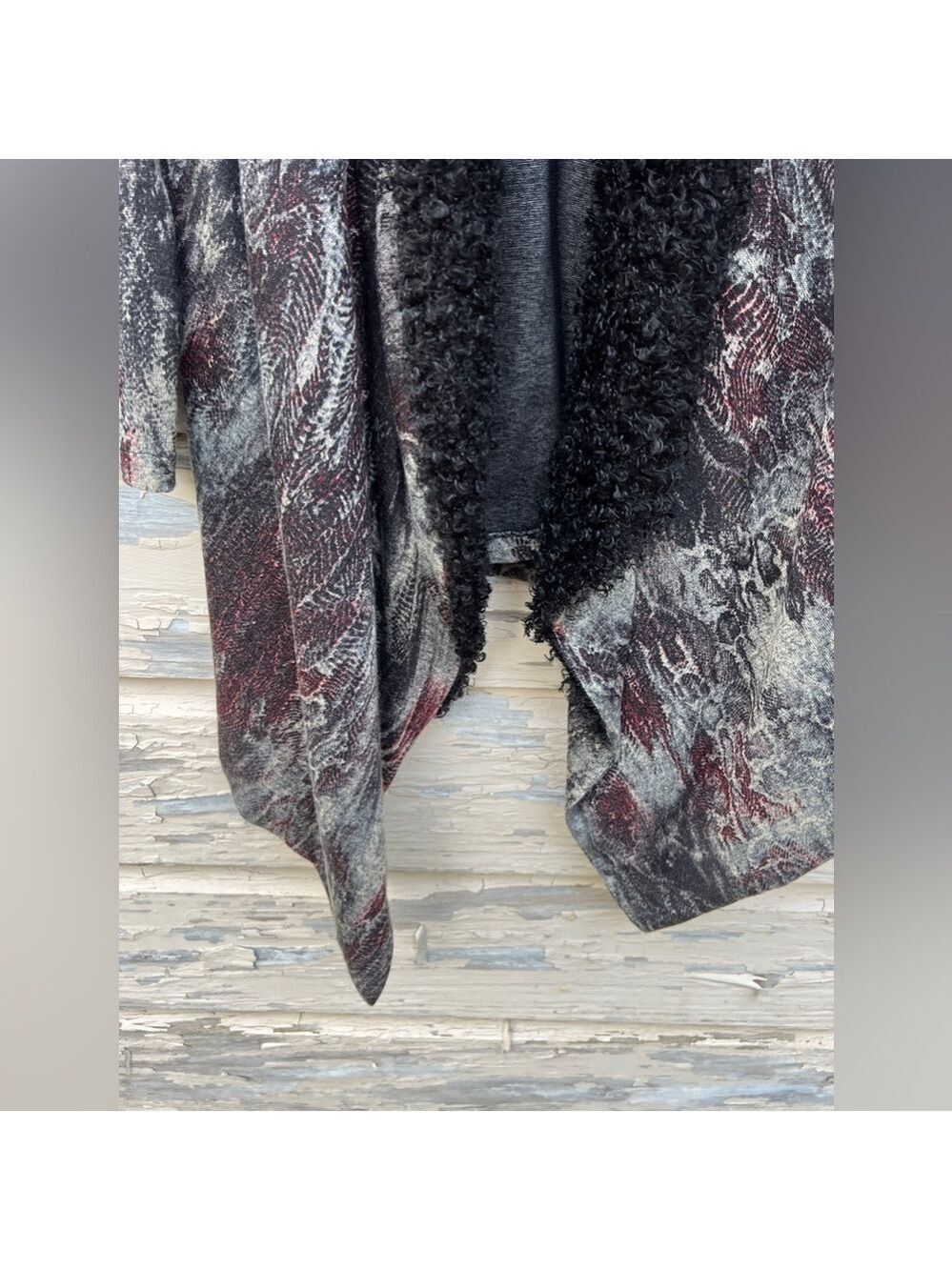 Alberto Makali Snakeskin Print Open Front Longline Waterfall Fall Cardigan XL - Picture 7 of 8